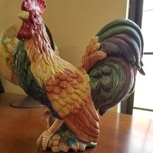 Fitz and Floyd Rooster Orchid Flower Retired 2004